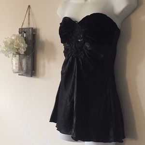 Wet Seal Strapless Top | Black Velvet and Satin